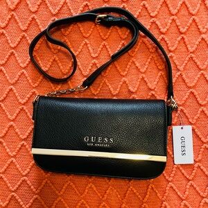 GUESS Marva Black & Gold Crossbody Bag